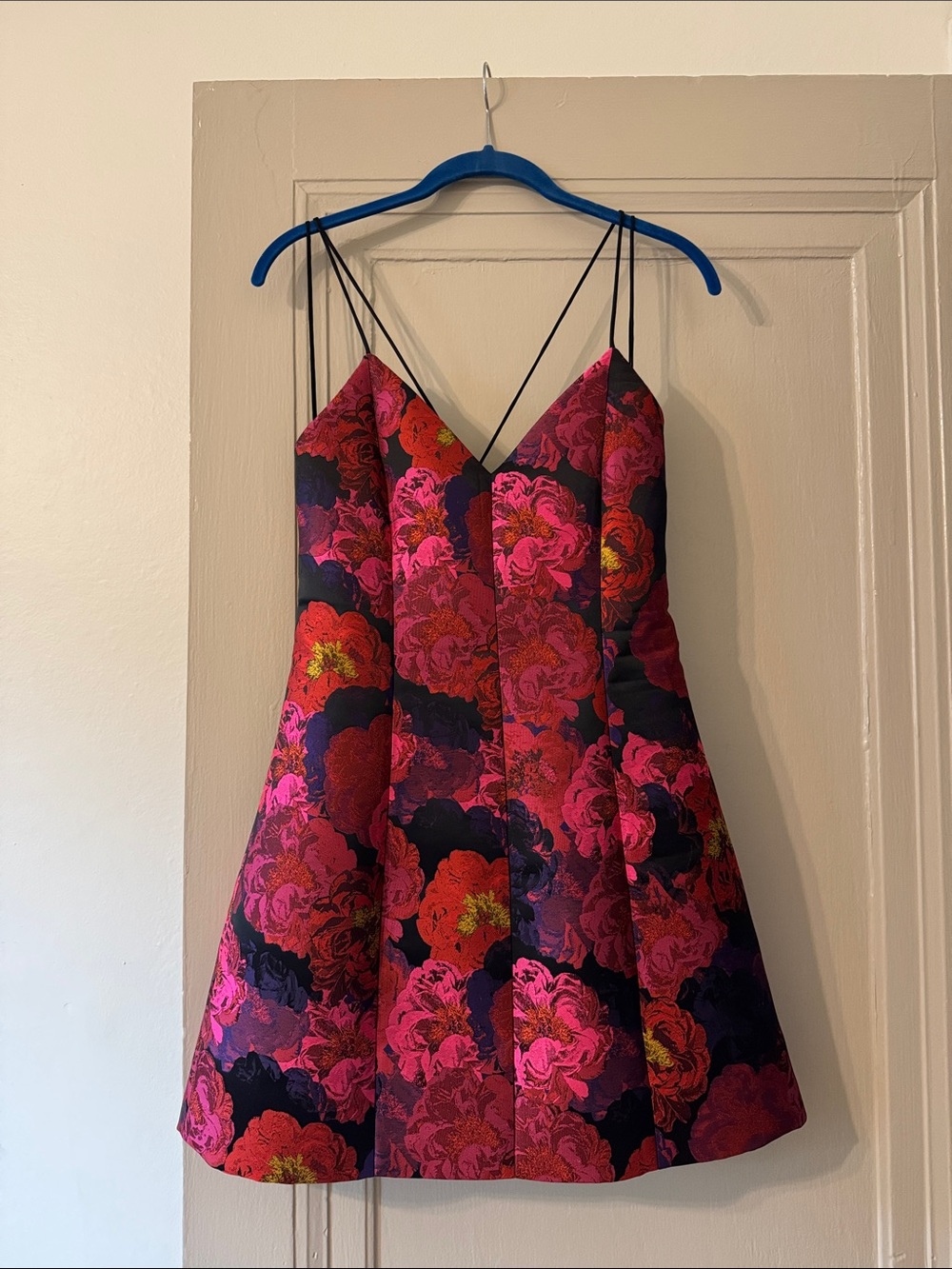 Alice + Olivia Pink, Red & Black Floral Mini Dress